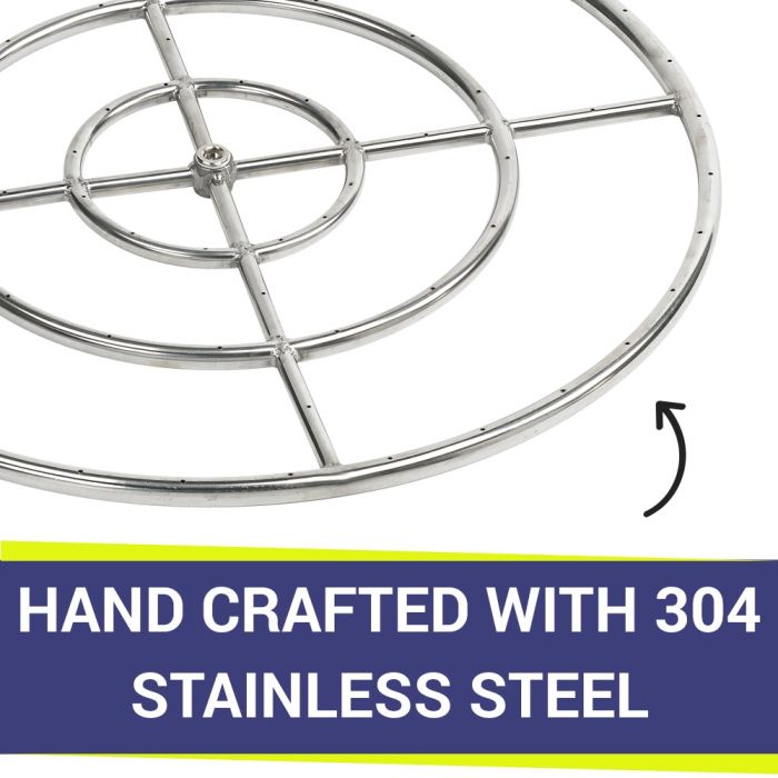 30″ Triple-Ring Stainless Steel Burner with a 3/4″ Inlet