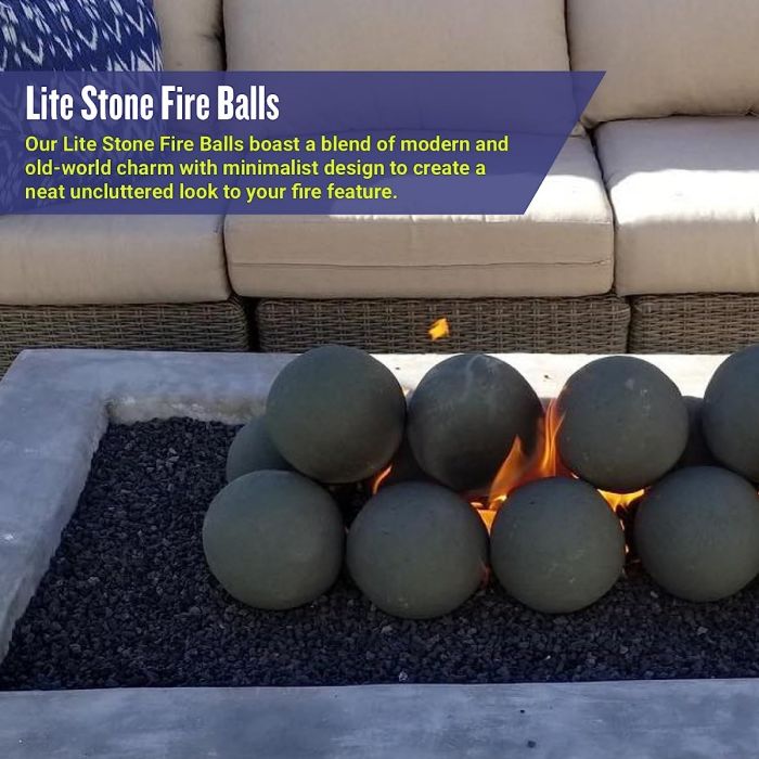 4″ Natural Lite Stone Fire Balls – Set of 6