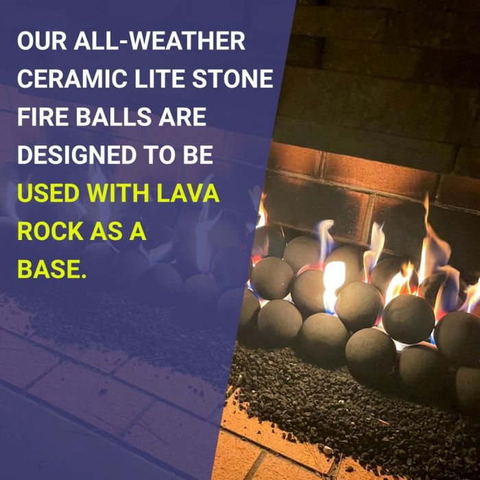 4″ Natural Lite Stone Fire Balls – Set of 6