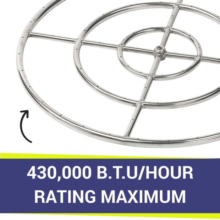 30″ Triple-Ring Stainless Steel Burner with a 3/4″ Inlet