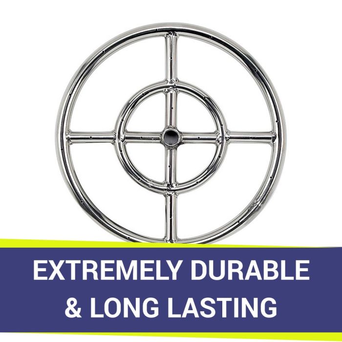 12″ Double-Ring Stainless Steel Burner with a 1/2″ Inlet