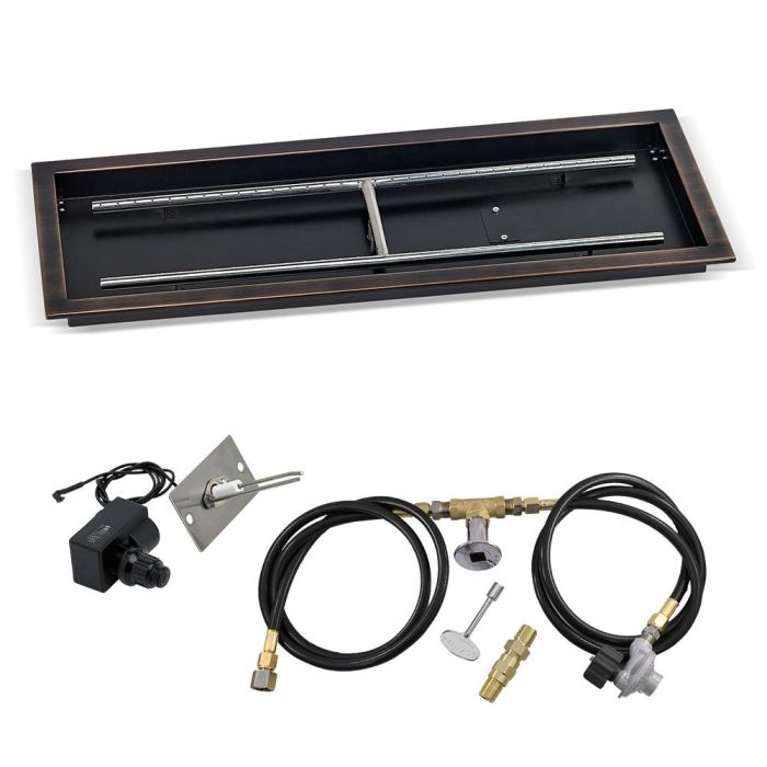 36″ x 12″ Rectangular Oil Rubbed Bronze Drop-In Pan with Spark Ignition Kit – Propane