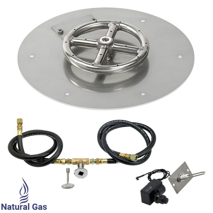 12″ Round Flat Pan with Spark Ignition Kit (6″ Ring) – Natural Gas