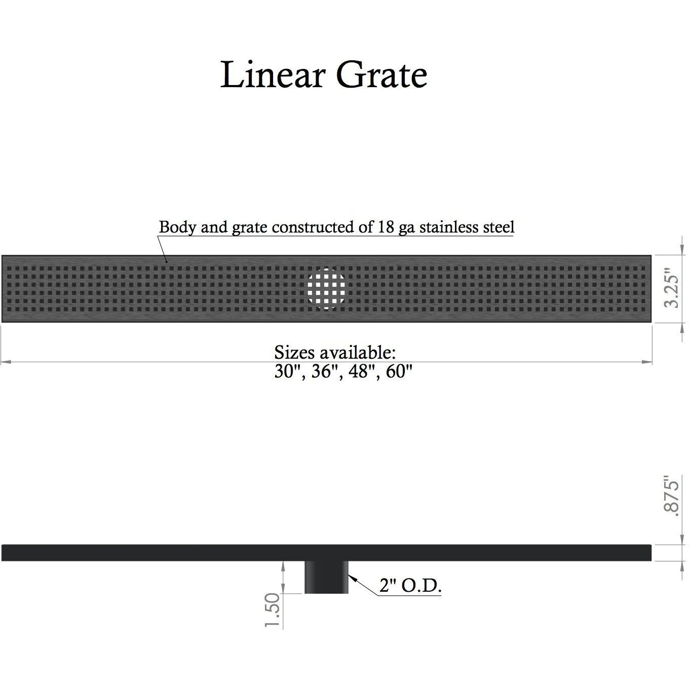 Linear Shower Drain (Trench and Grate Only)