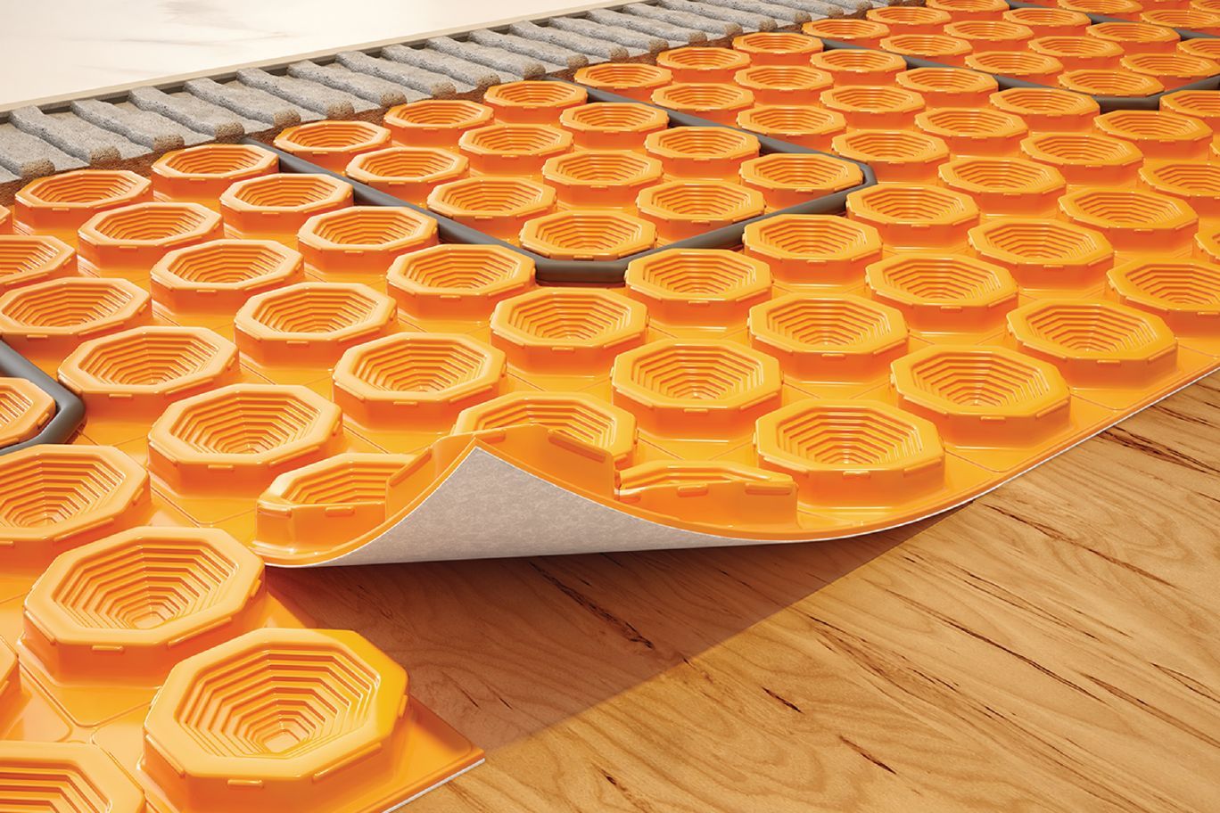 Peel & stick uncoupling membrane for floor warming