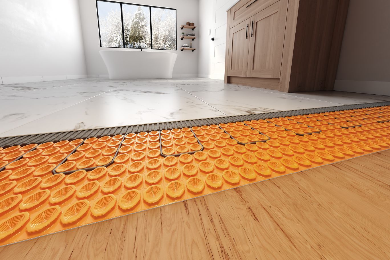 Peel & stick uncoupling membrane for floor warming