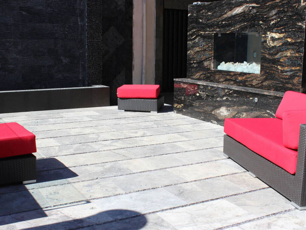 silver travertine pavers